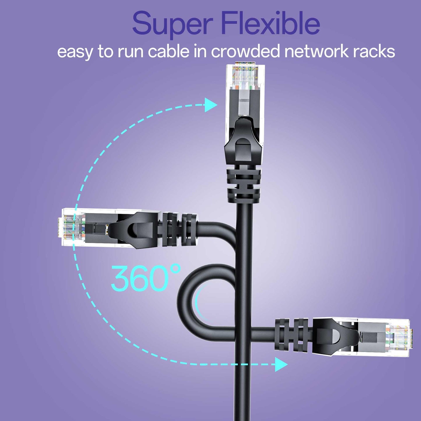 Cat 6 Ethernet Cable 6FT (24Pack), Cat6 Ethernet Patch Cable 10Gbps, High-Speed UTP Cat6 Network Cable Pure Copper, Cat 6 Cable for Home and Office Network, Black