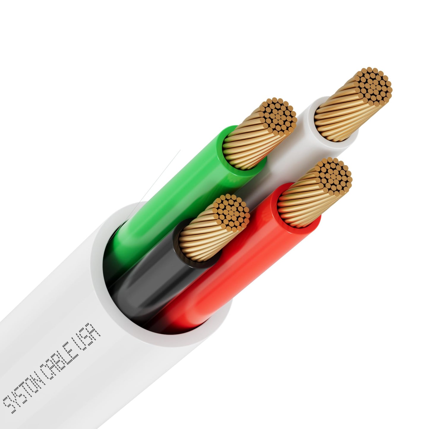 SYSTON 14/4 Speaker Audio Cable Wire Bulk, 14AWG 4C Strand OFC - Oxygen Free Copper Conductors, CMR Riser-Rated Indoor/Outdoor UV Resistant RoHS Compliant for Home Theater Car Speakers, White 100 FT
