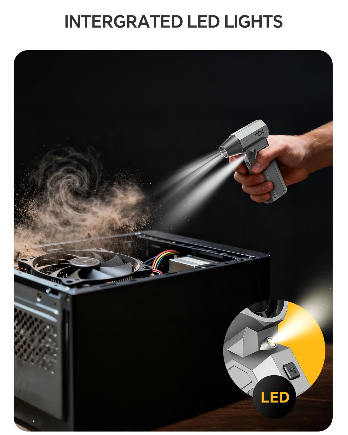 Compressed Air Duster, 150000RPM Electric Air Duster with LED Display & Brushless Motor, 4-Gear Air Blower Rechargeable with LED Light, Cordless Turbo Fan for Computer, Keyboard, Car, Home, Outdoor