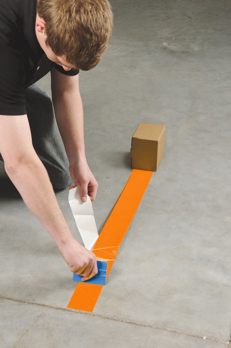 Brady ToughStripe Floor Marking Tape - Orange, Non-Abrasive Floor Tape - 2" Width, 100' Length for Concrete, Harsh Conditions, Forklift, High Traffic Floors (104316)