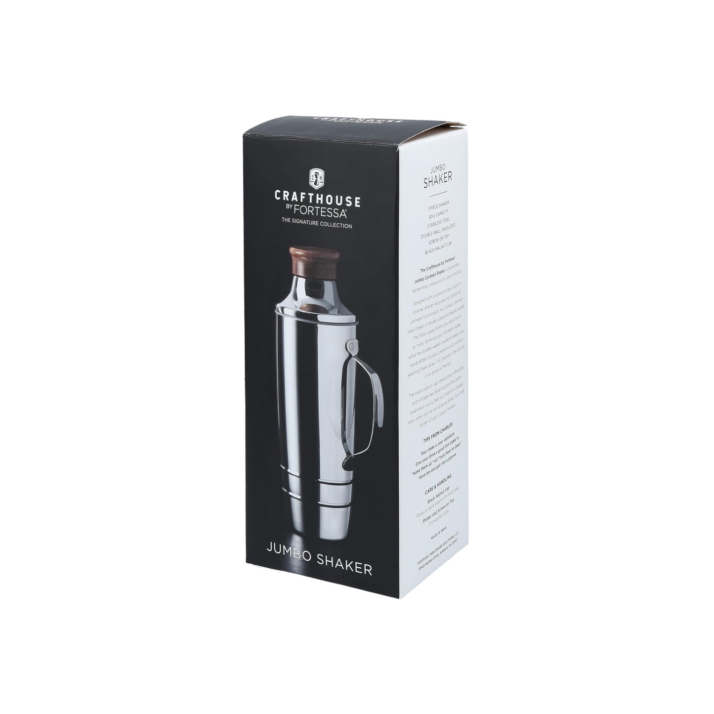Crafthouse Signature Collection Stainless Steel, 50 Oz. Double Walled Jumbo Cocktail Shaker, Silver