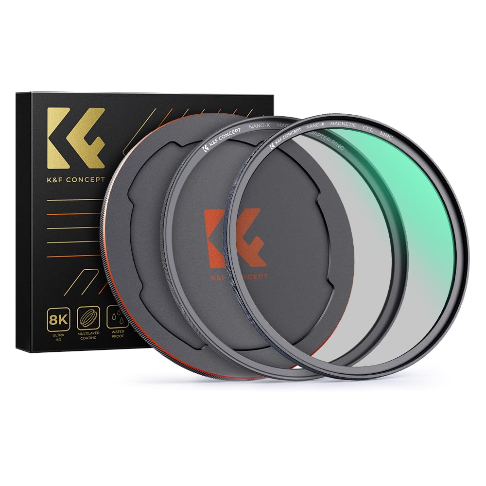 K&F Concept Magnetic 82mm Circular Polarizers Filter (Magnetic Polarizing Filter + Magnetic Basic Ring + Lens Cap) with 28 Multi-Layer Coatings CPL Filter for Camera Lens (Nano-X Series)