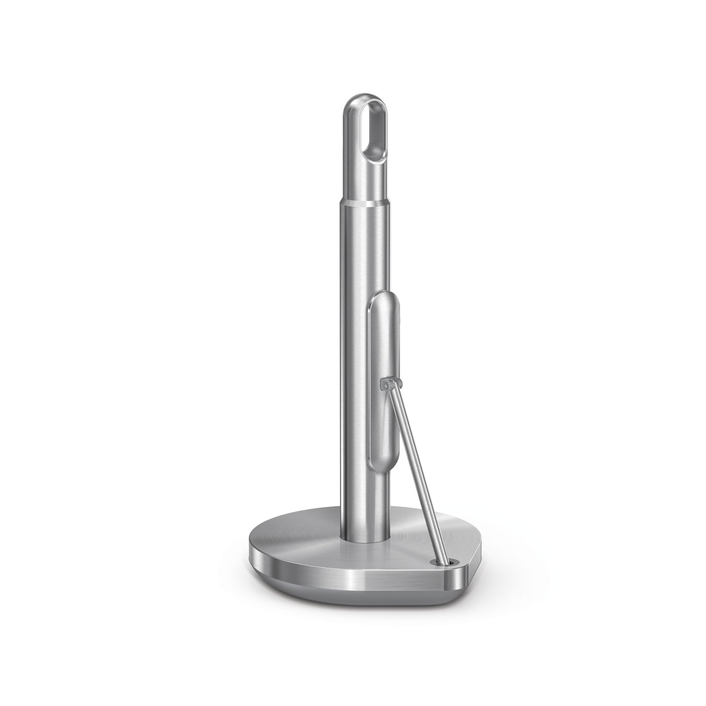 simplehuman Tension Arm Countertop Paper Towel Holder, Easy One-Handed Tear, Standing Weighted Base with Finger Loop, Heavy Duty, Brushed Stainless Steel