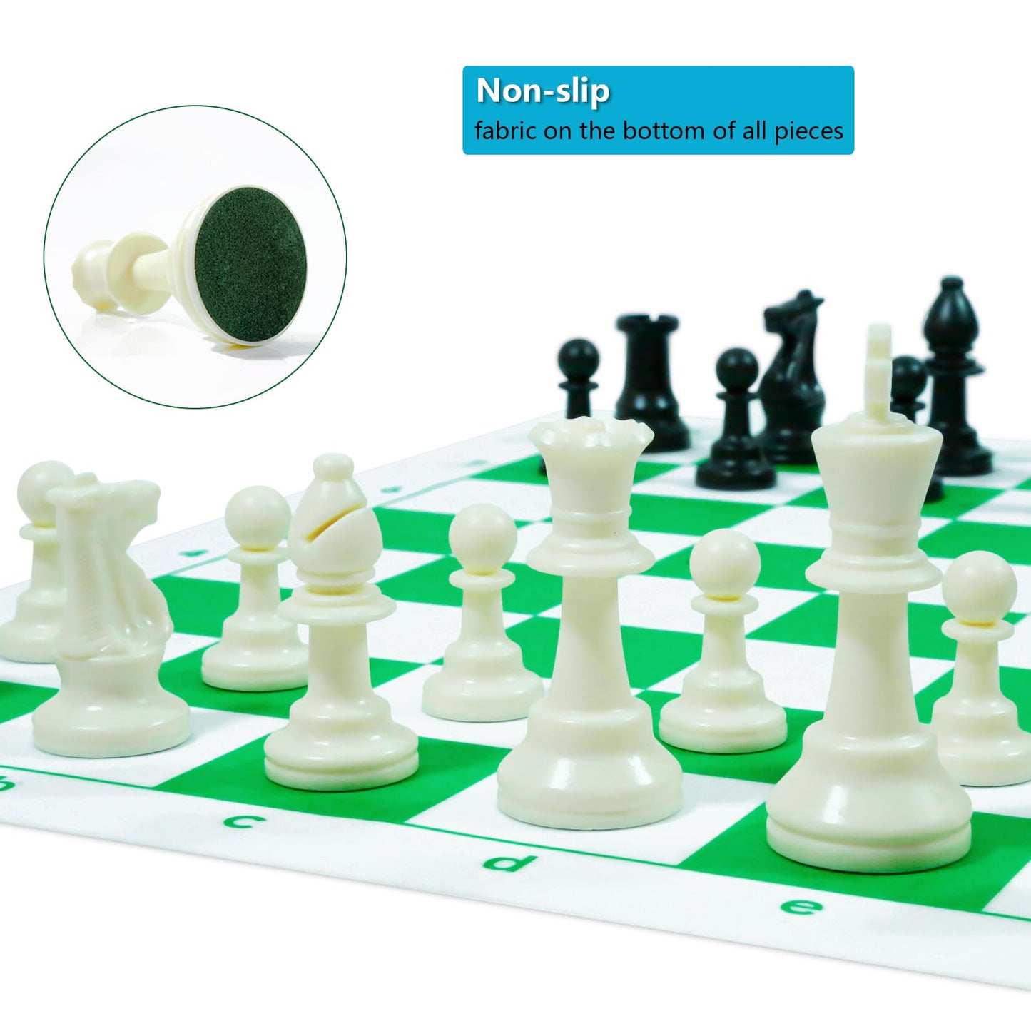 Travel Chess Set 20'' Silicone Chess Board-3.75'' King Height Plastic Piece, Extra Queens & Storage Bag, 2 in 1 Portable Chess & Checker Board Games for Teens and Adults
