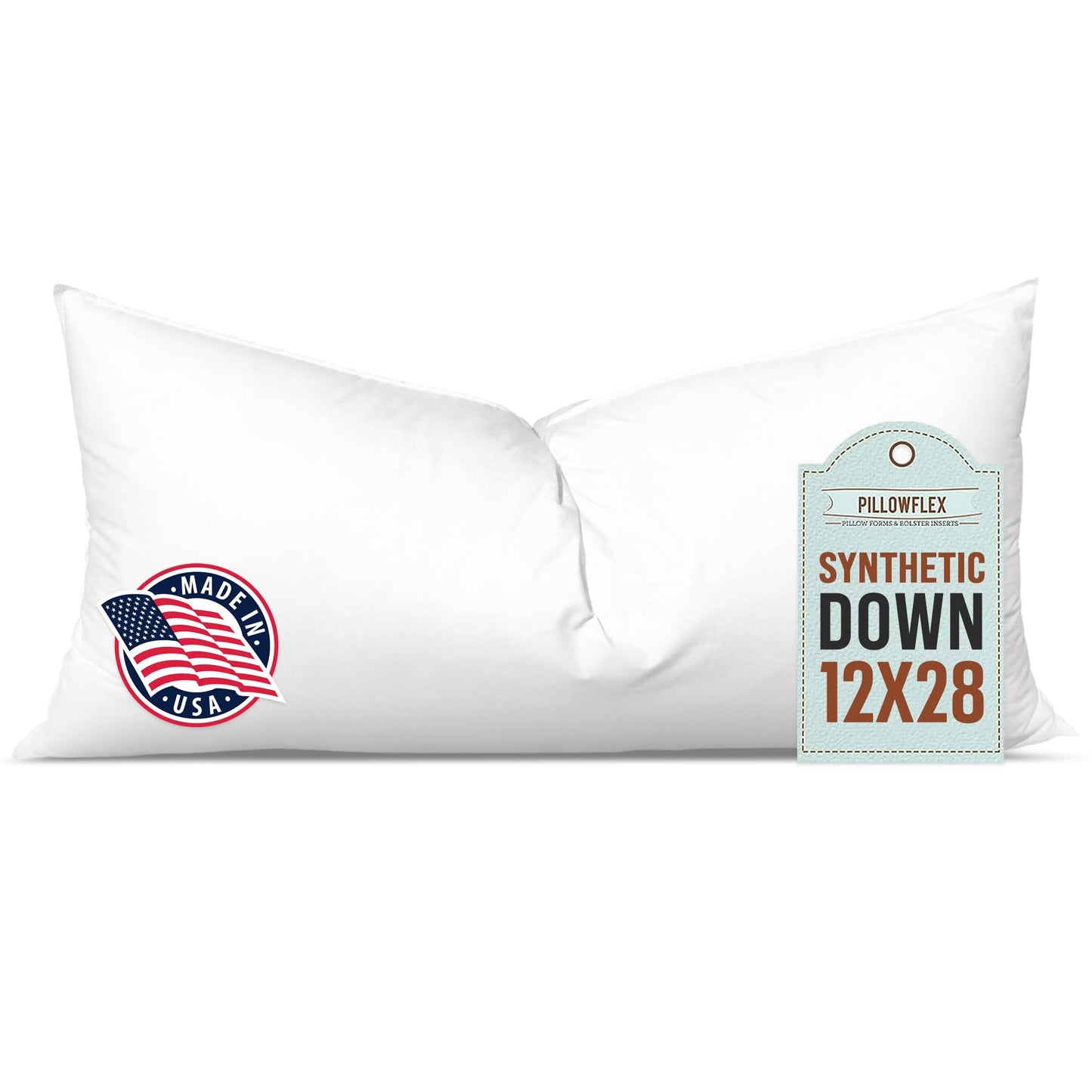Pillowflex Synthetic Down Pillow Insert - 12x28 Down Alternative Pillow, Ultra Soft, Large Rectangle Body Sleeping Pillow, Lumbar, Long, Back - 1 Decorative Pillow Form