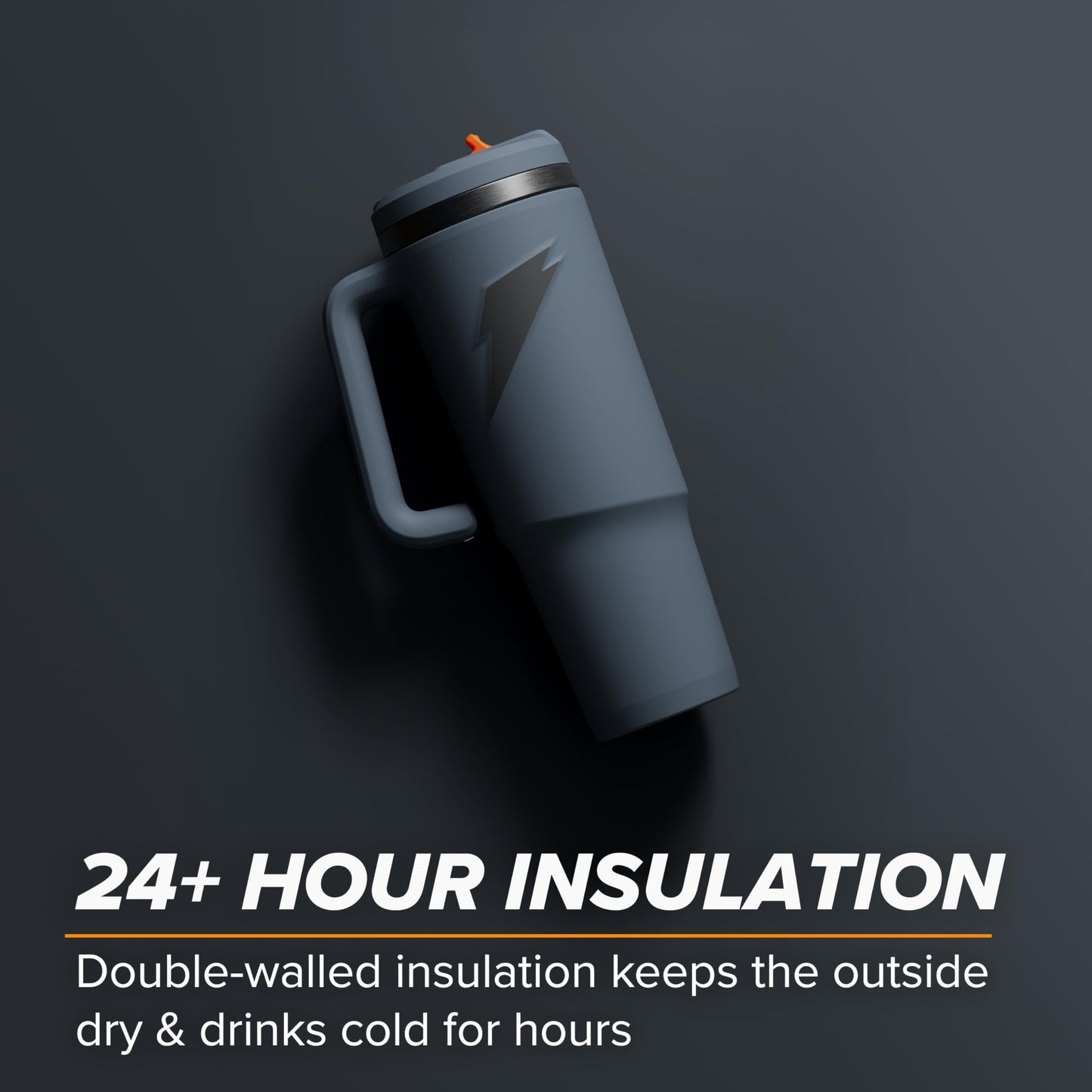 Gatorade Crossover Stainless Steel Tumbler Water Bottle, Graphite, Double-Wall Insulation, 36 fl oz