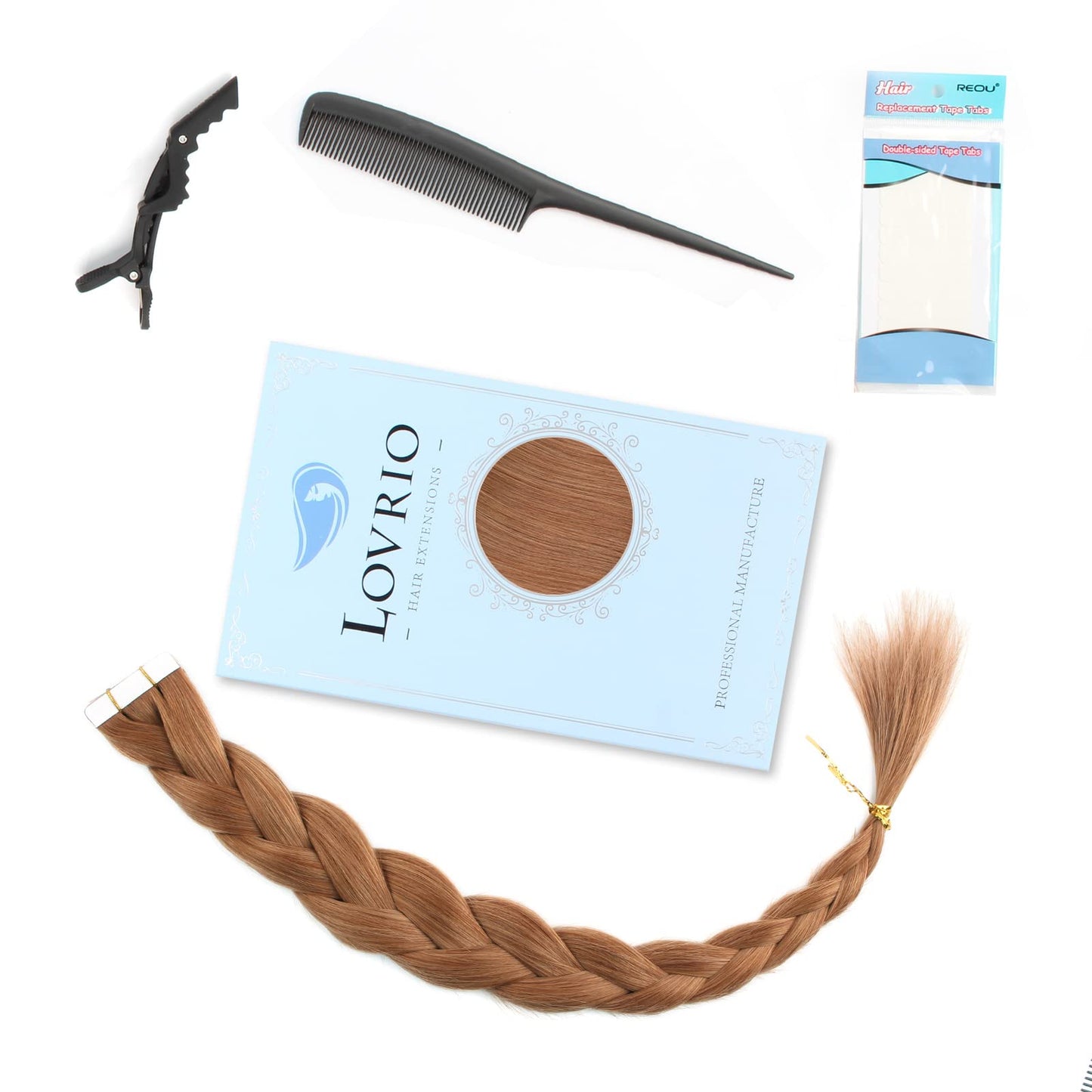 LovrioTape in Hair Extensions, Colored Light Auburn, Invisible Seamless Double Side Real Remy Human Hair 50 Gram 22 Inch 20 Pieces