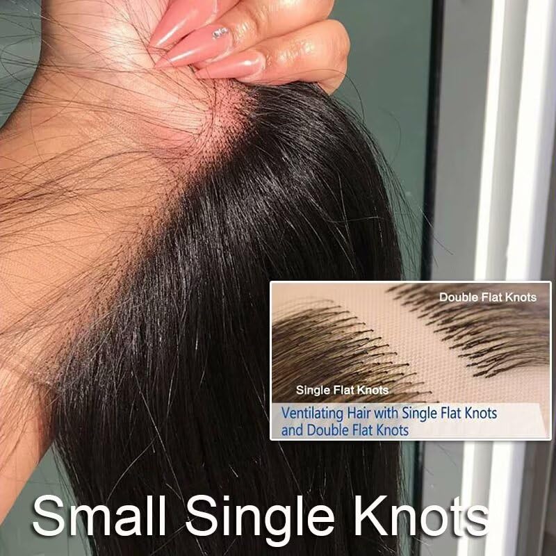 KRN 13X6 Real HD Lace Frontal, Serrated Edge Ultra-Thin Invisible Lace Frontal Human Hair Natural Black 12A Grade Brazilian Virgin Hair Single Knot 13X6 Lace Frontal Pre-Plucked with Baby Hair 12 Inch