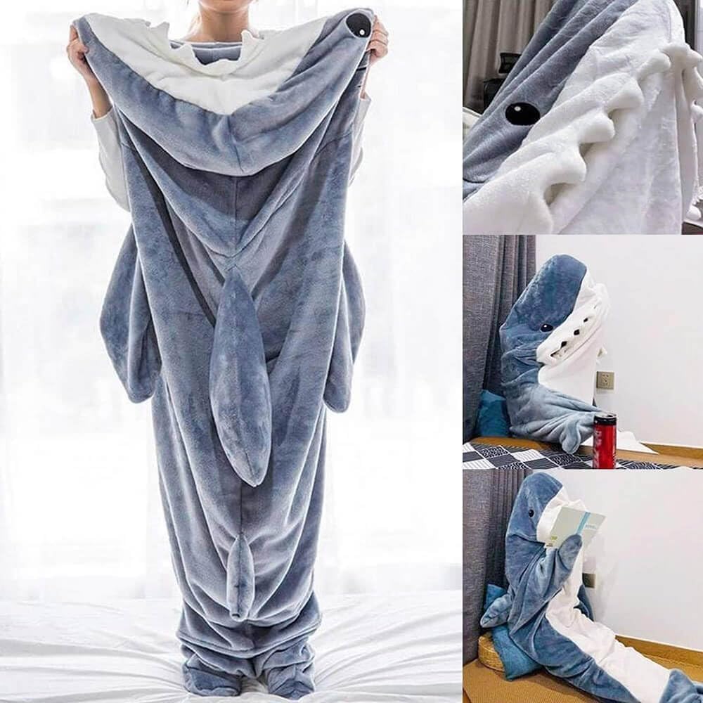 Gudina Shark Blanket Hoodie Onesie, Shark Onesie Adult, Shark Sleeping Bag for Adult (XL)