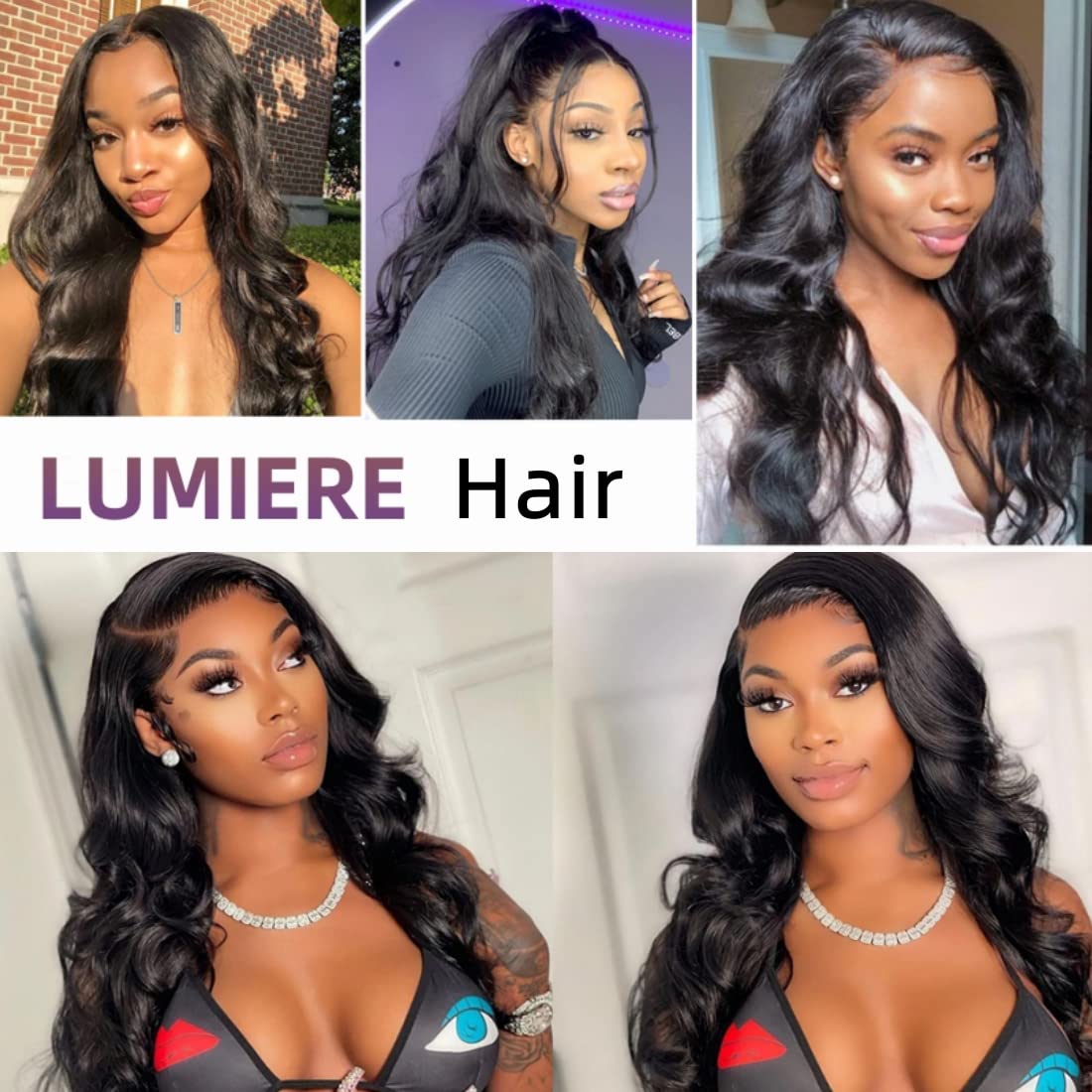 LUMIERE Body Wave Clip In Hair Extensions Real Human Hair Seamless Clip In Hair Extensions For Black Women 120g Grade 10A Brazilian Remy Hair 8Pcs With 20Clips Double Wefts Natural Black 24 Inch