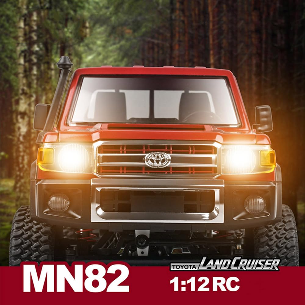 HLSFWDRIVE RC Rock Crawler RC Truck 4x4 Toyota LC79 RC Crawler 1/12 Off Road Pickup Remote Control 2.4Ghz All Terrain 280 Brushed Motor Proportional Throttle Steering RTR Hobby Toy Adult MN-82