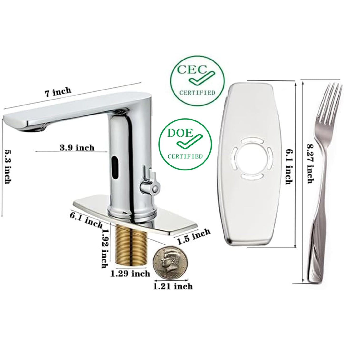 Halo Sanitary Touchless Bathroom Faucet Automatic Motion Sensor GrifoCEC Watersense DOE with Hole Cover Deck Plate Hand Free Robinet Polish