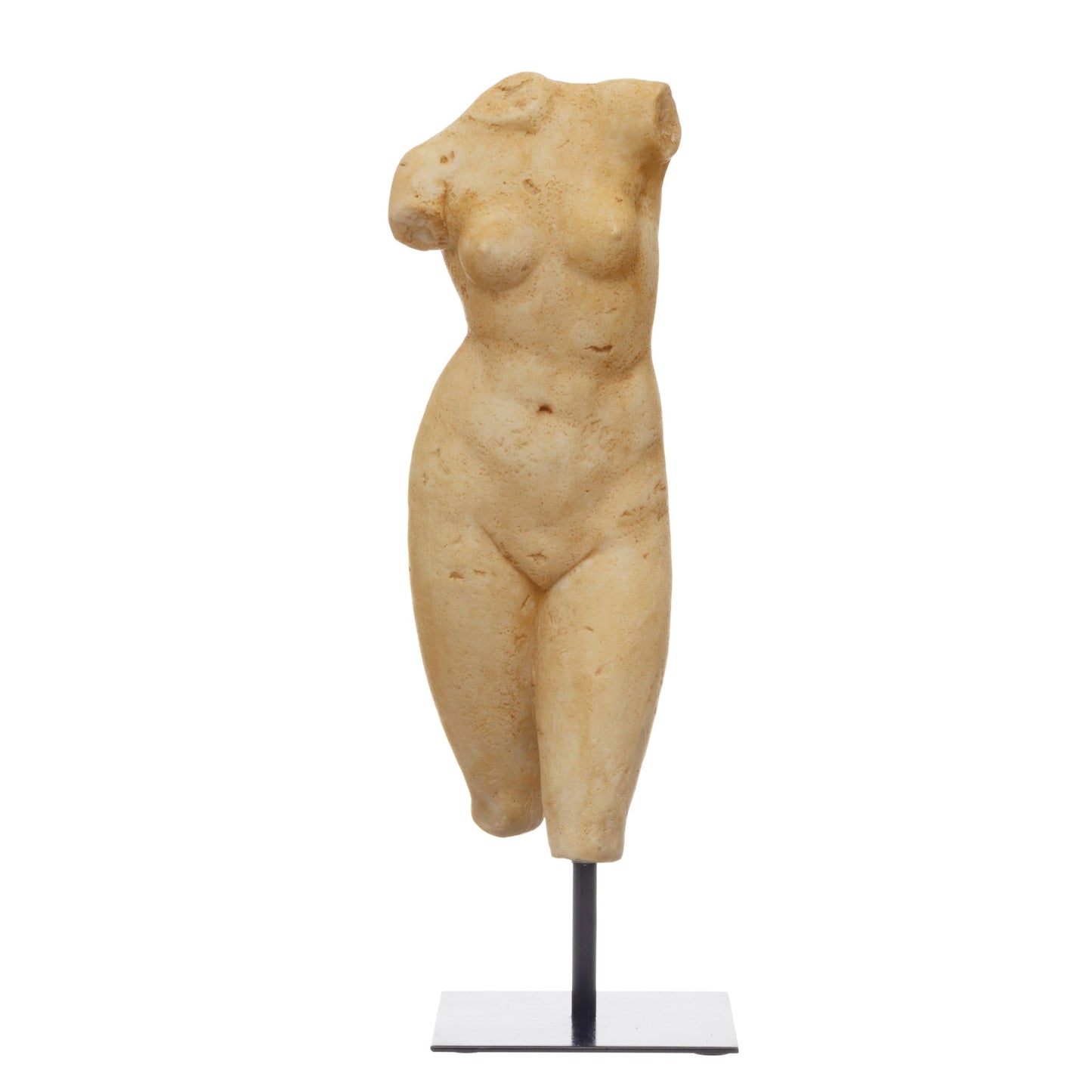 Creative Co-Op Resin Female Body Figure on Metal Stand, Plaster Finish, Natural