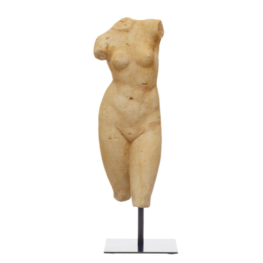 Creative Co-Op Resin Female Body Figure on Metal Stand, Plaster Finish, Natural