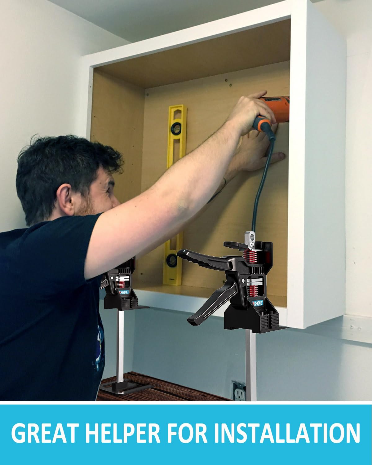 XKONE Labor Saving Arm Jack(2 Pcs),Multi-Function Height Adjustment Lifting Device with Storage Case,Suitable for Door Panel Lifting,Wall Tile Locator,Cabinet Jack and Board Lifter etc.