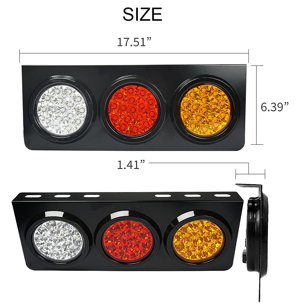 auovo LED Truck/Trailer Tail Lights with Iron Bracket Base - Waterproof DC12-24V 48-LED Tail Light Bar for Turn/Signal/Running Lamps Fits any Truck/RV/Camper/Trailer etc(2 PCS)