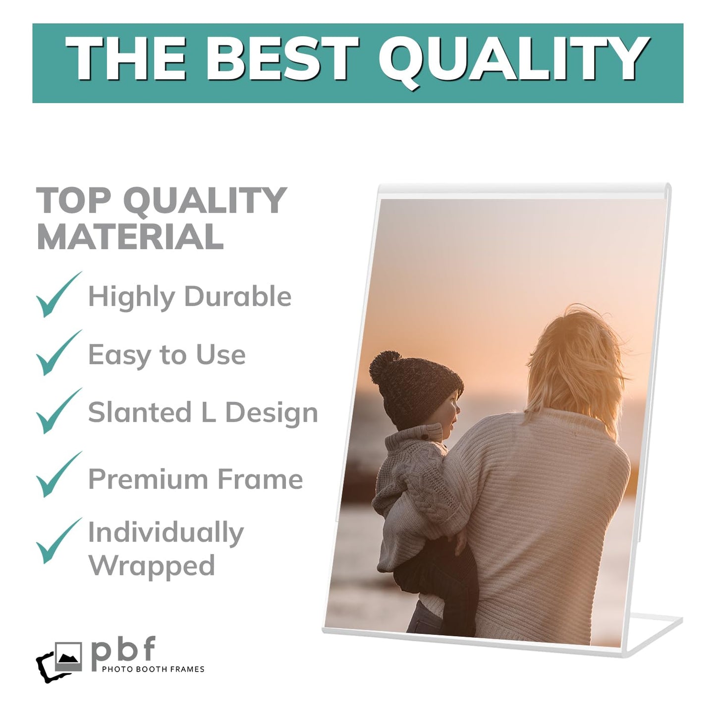 pbf 5x7 Acrylic Sign Holder | 5 x 7 Vertical Stand Up Slanted Sign Holder | Acrylic Stands for Display | Clear Picture Frame, Menu Table Top Stand, Plastic Flyer Holder (24-Pack)