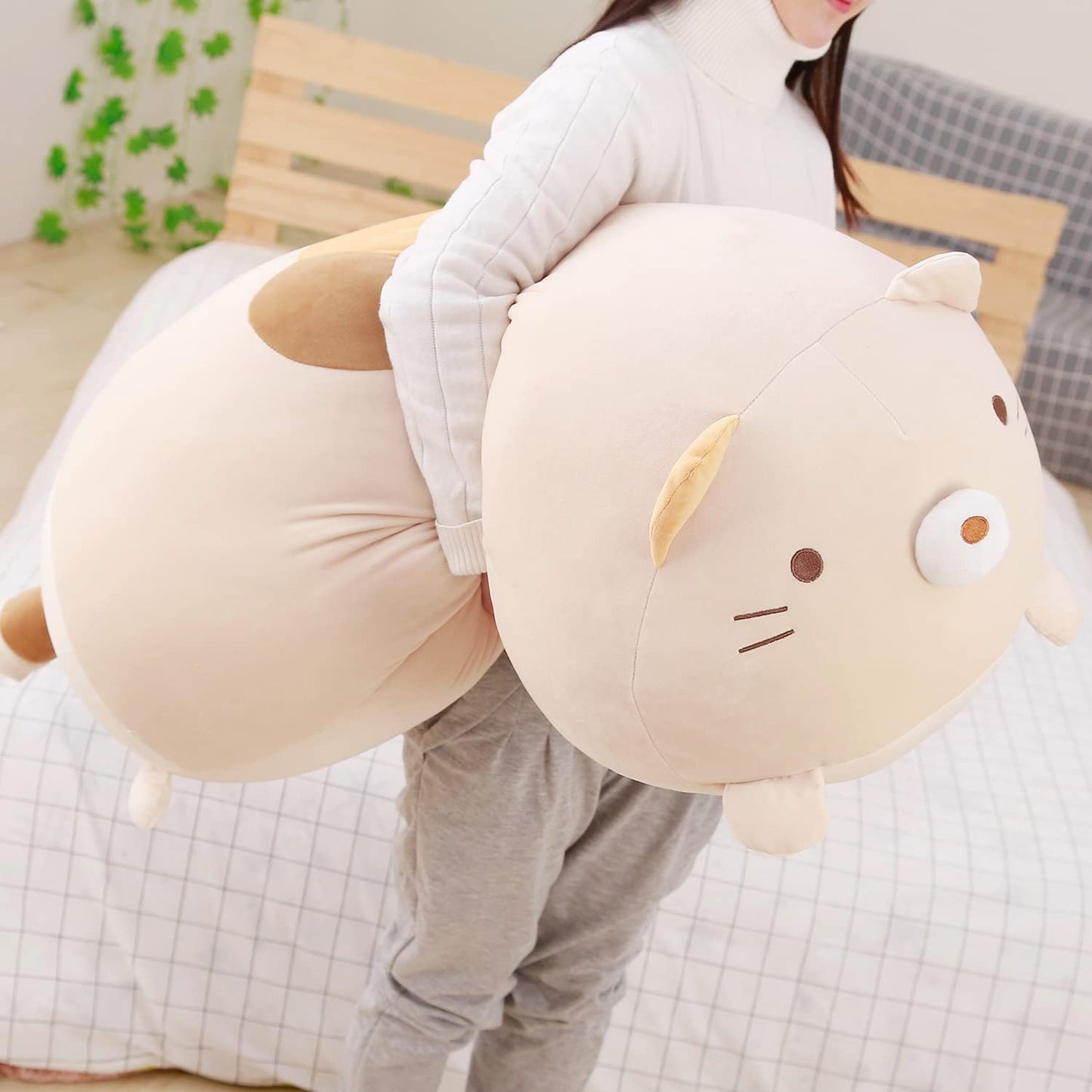 Big Cat Plush Pillow,Large Fat Cats Stuffed Animals Toy Doll for Girls,Bed,35.4 inches