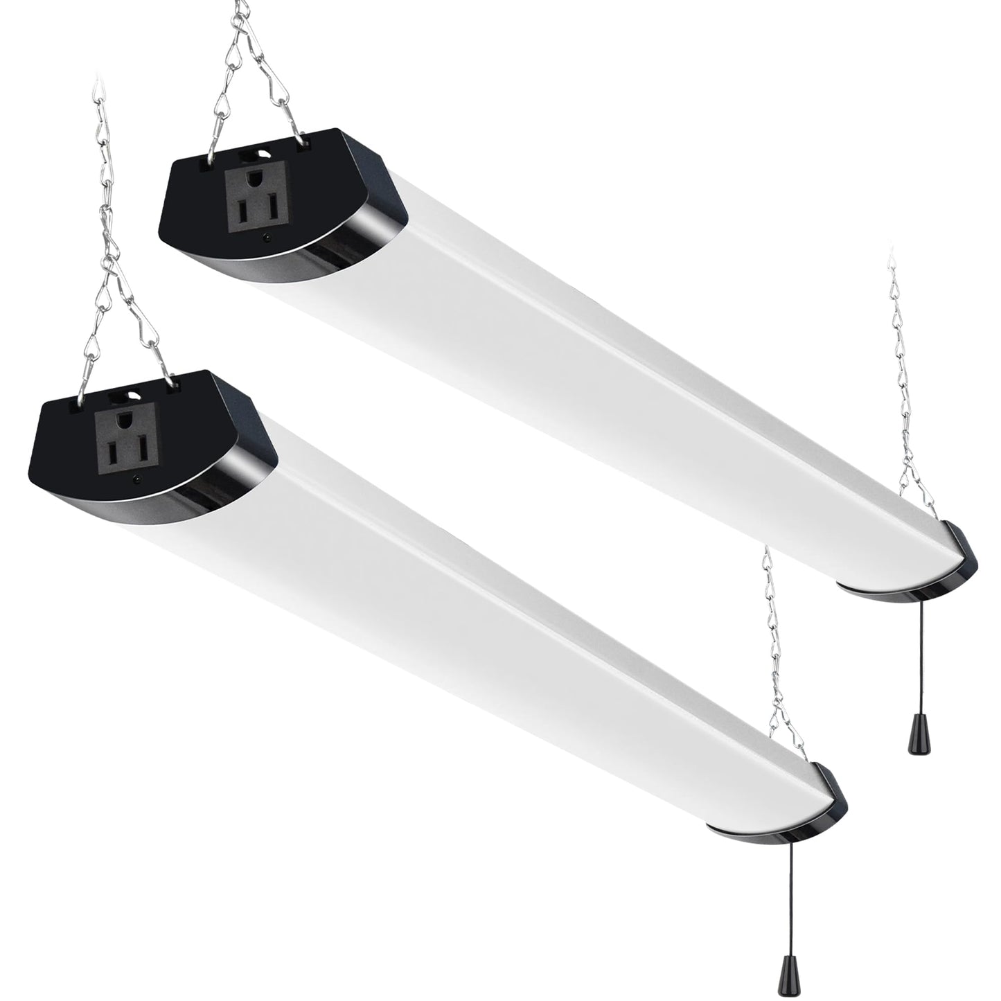 hykolity 4FT 120W LED Shop Light Linkable, 13000lm(400w Equivalent), 5000K Utility Shop Lights for Garages, Workshops, Basements, Hanging or FlushMount, with Power Cord and Pull Chain, ETL, 2 Pack