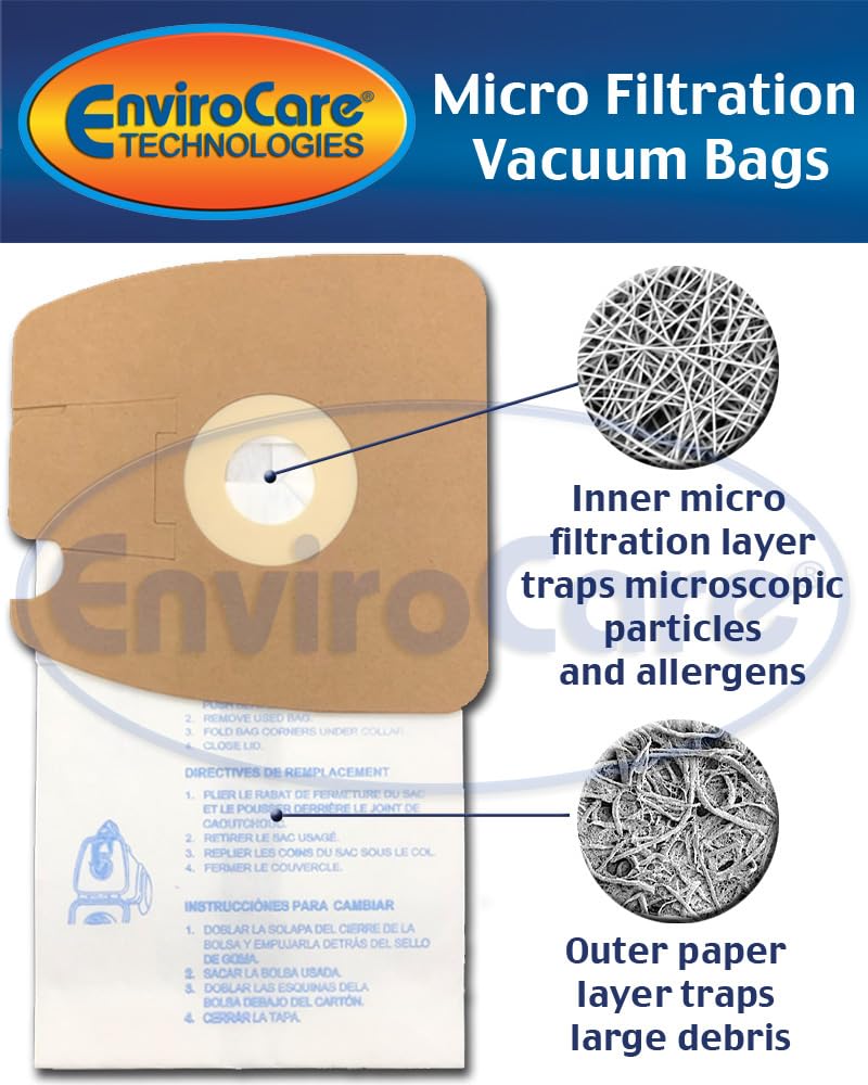 Envirocare Replacement Micro Filtration Vacuum Cleaner Dust Bags made to fit Eureka Style MM 60297A Style-10. Replaces Part# 60295C (Mighty Mite Vacuums) 36 pack