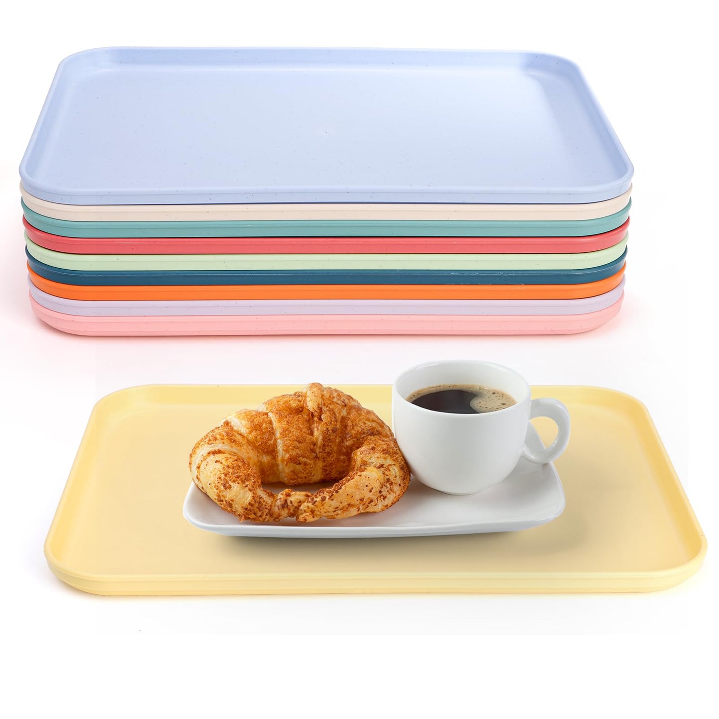 Lyellfe 10 Pack Plastic Art Trays, Stackable Activity Crafts Organizer Tray, 12 x 8.6 Inch Fast Food Cafeteria Serving Platter for DIY Projects, Painting, Beads