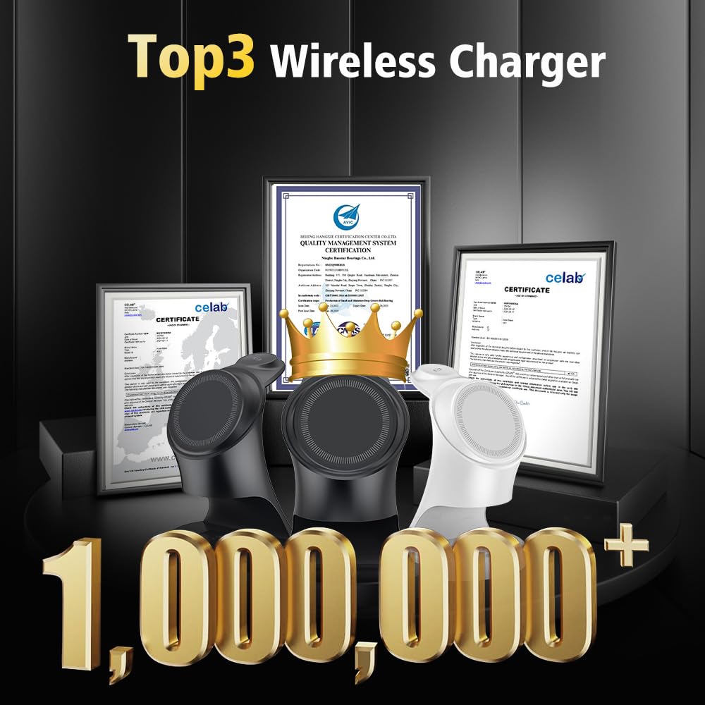 Wireless Charger,3 in 1 Magnetic Wireless Charger Stand, Fast Wireless Charging Dock for iPhone16/15/14/13/12 Series, Apple Watch Series, AirPods Pro.