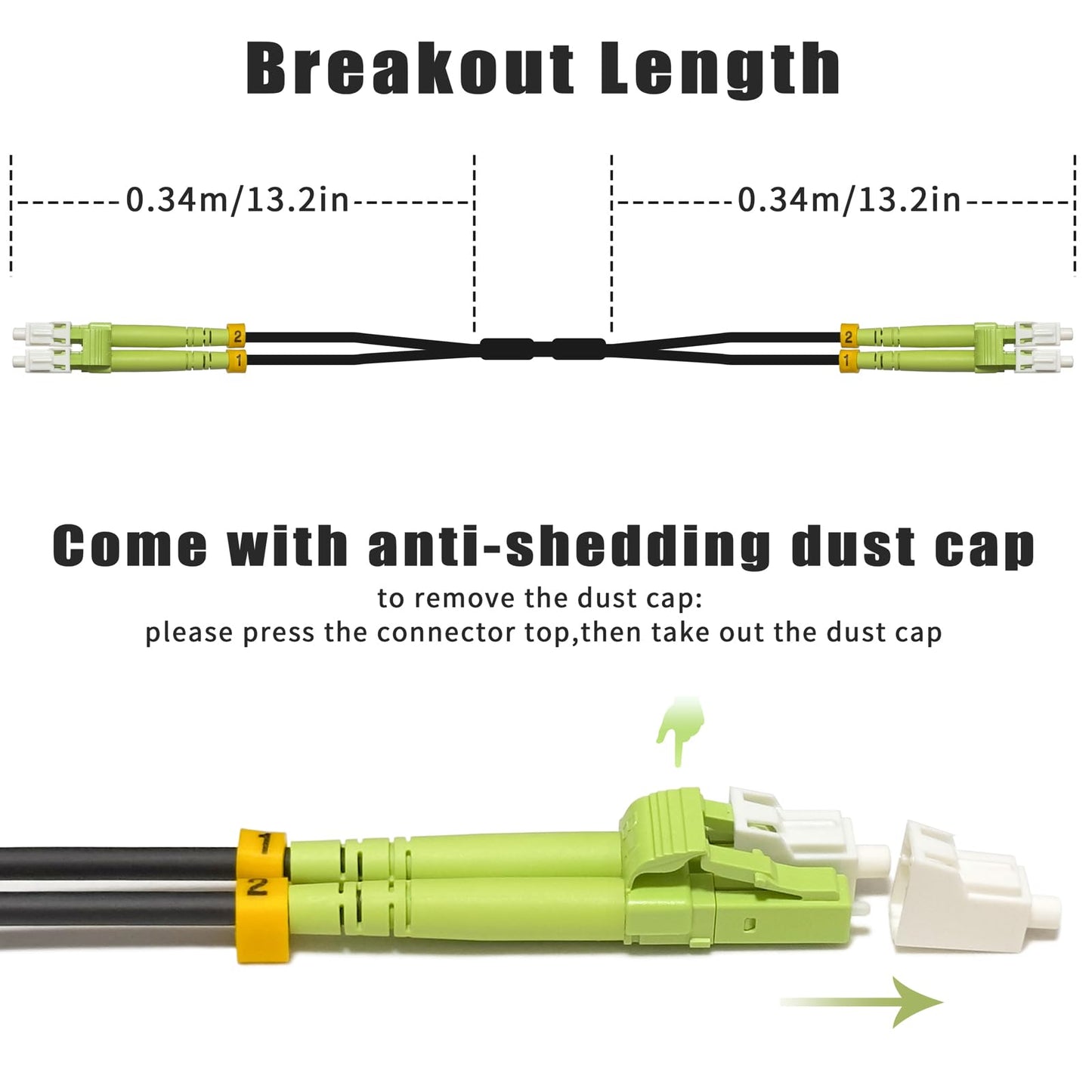 100ft/30m OD-5mm Industrial TPU 40Gb 100Gb OM5 Fiber LC to LC Outdoor Armored Fiber Patch Cable, Duplex Multimode Wideband Fiber Optic Cable, 50/125, LC-LC with Pulling Eye Kit Installed on one end
