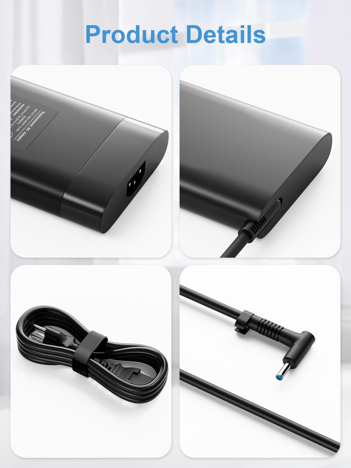 200W Laptop Charger for HP Victus Gaming 15 16 Omen Gaming 15 17 Pavilion 15 17 ZBook Fury Studio 15 17 G10 G9 G8 G7 G6 G5 G3 Envy TPN-DA10 L00818-850 Power Supply Cord AC Adapter