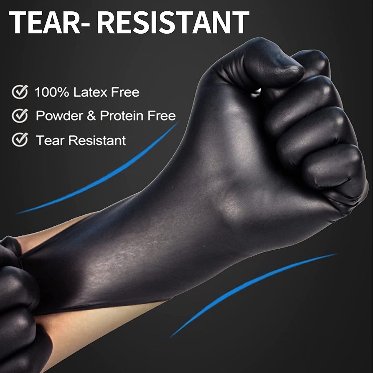 Intco Basic Medical BLACK Nitrile Exam Gloves, 5 Mil,- Latex-Free & Powder-Free, Case of 1000 (Medium-1000)