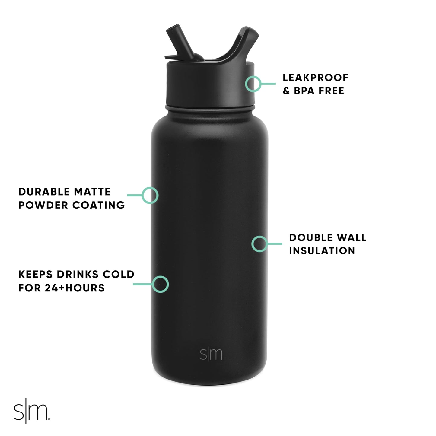 Simple Modern Disney Minnie Mouse Water Bottle with Straw Lid Vacuum Insulated Stainless Steel Metal Thermos | Gifts for Women Leak Proof Flask | Summit Collection | 32oz | Minnie Mouse on Blue