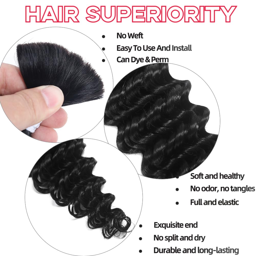 Deep Wave Human Braiding Hair 24Inch 2 Bundles 100g Bulk Human Hair for Braiding No Weft Human Braiding Hair for Boho Braids Wet and Wavy 100% Brazilian Virgin Curly Hair for Braiding Hair Extensions