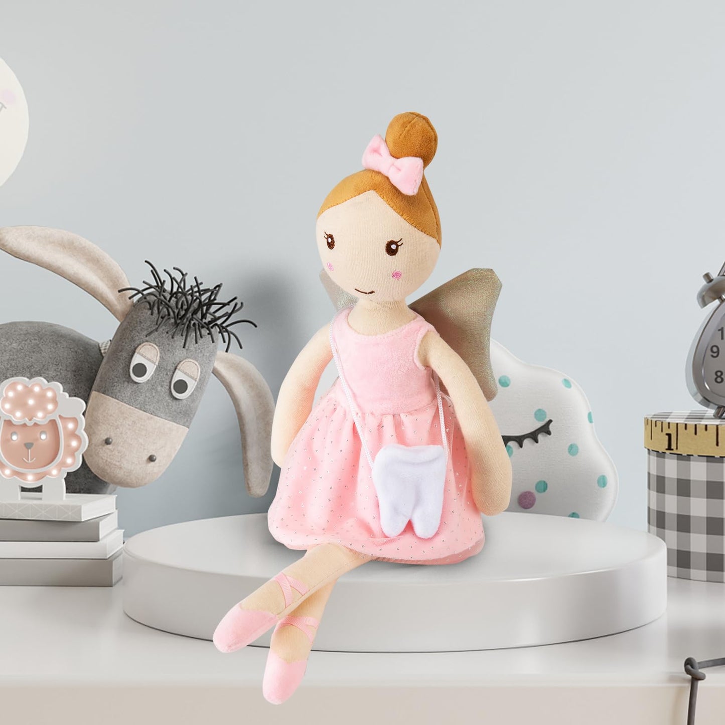 free-space Tooth Fairy Soft Plush Ballet Doll with Little Tooth Bag Christmas Holiday Birthday Gifts for Kids