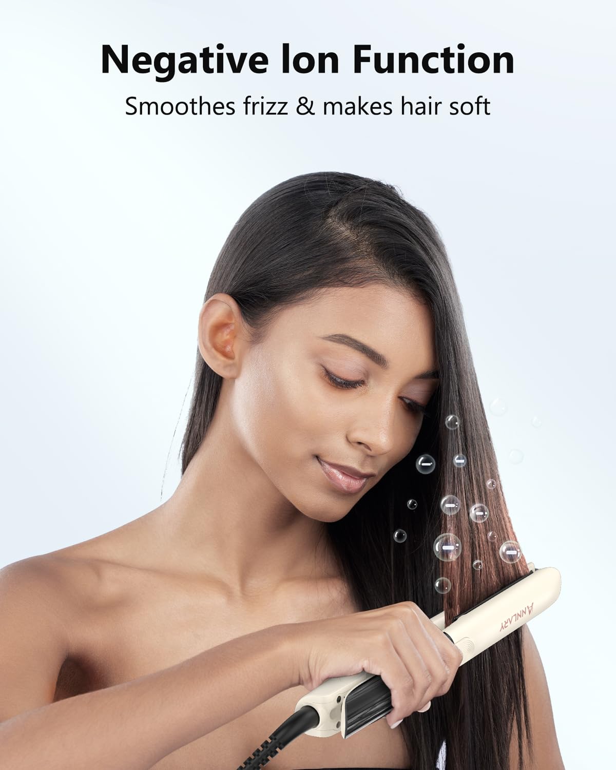 ANNLARY Hair Straightener, 1 Inch Flat Iron Straightener and Curler 2 in 1, Titanium Ceramic Ionic Dual Voltage Straightener with Anti-Iron Silicone for Less Frizz, Shinier & Smoother Hair