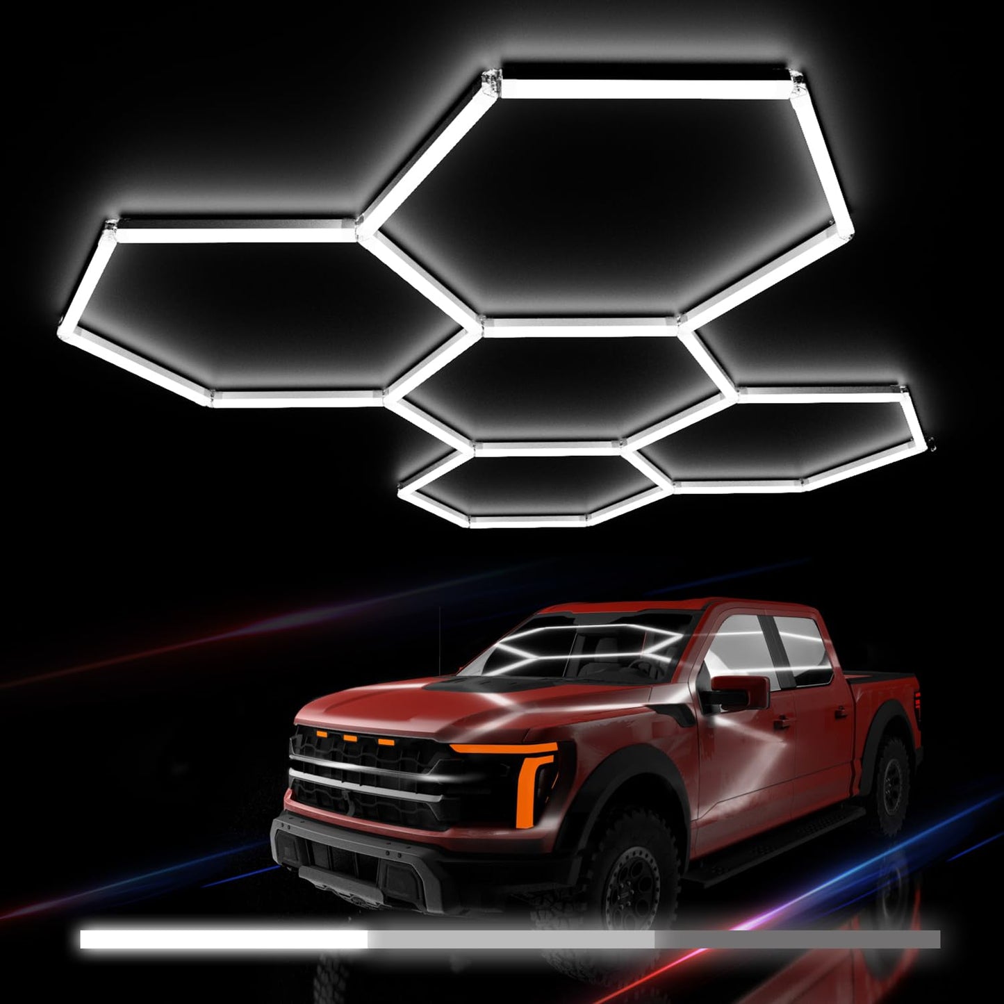 Litezone Hexagon Garage Lights : 3 Level Dimmable 168W Tube 5 Grids Hexagon LED Lights - Easy Install 6500K Super Bright Hex Lights for Garage, Home Gym, Shop, Workshop, Basement, Studio