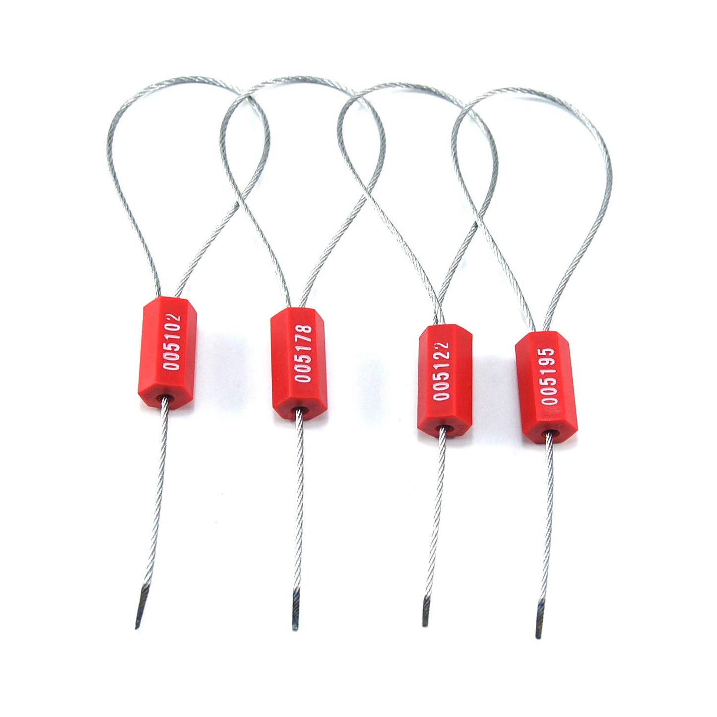 Leadseals(R) 500 Red Security Cable Seals Metal Truck Trailer Seals Tamper Proof Security Tag Seal Disposable Self-Locking Shipping Security Tags Numbered(Pack of 500 PCS)