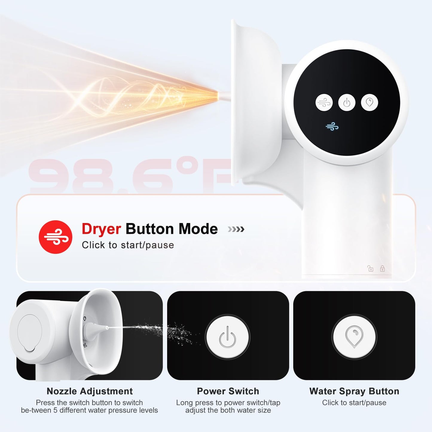 Upgraded Ear Wax Removal with Mild Drying, Safe Ear Cleaner for Ear Wax Buildup Flushing and Cleaning with Dual-Compartment Design, Ear Wax Cleaner Kit 5 Pressure Settings & USB-C Cable, IPX7