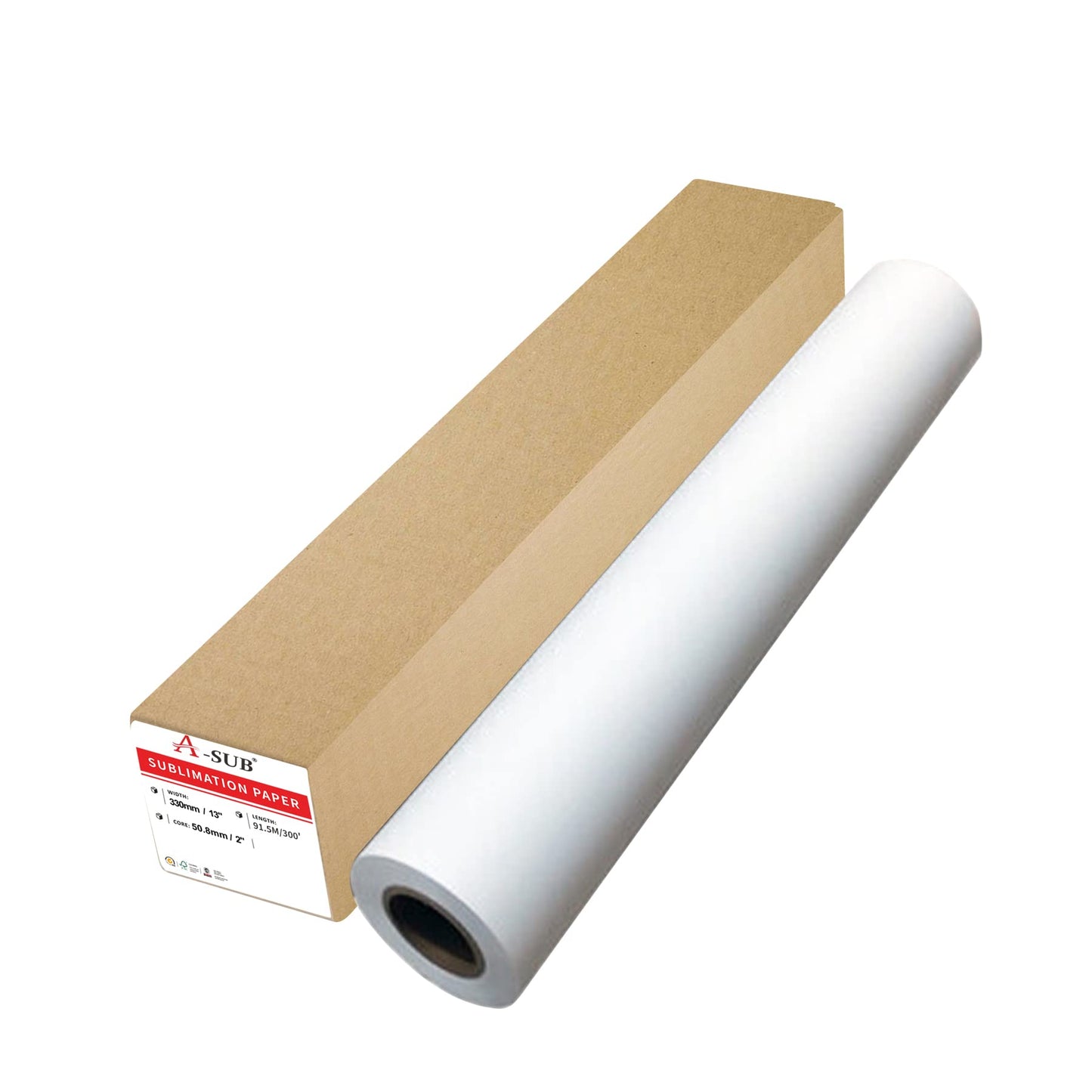 A-SUB Sublimation Paper Roll 105gsm 13 Inch x 300 Feet Quick Drying Compatible with Inkjet Printer
