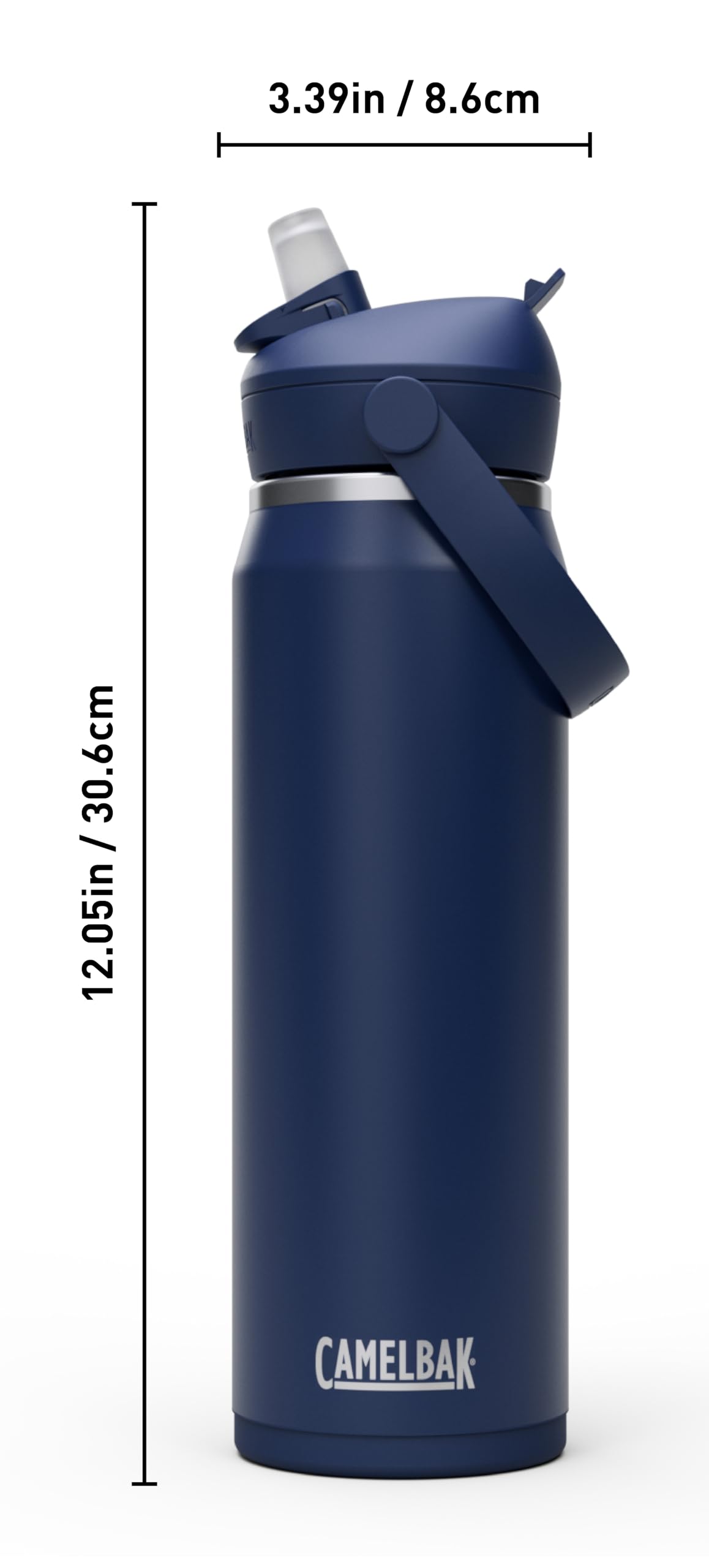 CamelBak Thrive Flip Straw Insulated Stainless Steel Water Bottle, Cold Retention Design for Everyday Hydration and Active Use, 25oz, Navy, 25oz