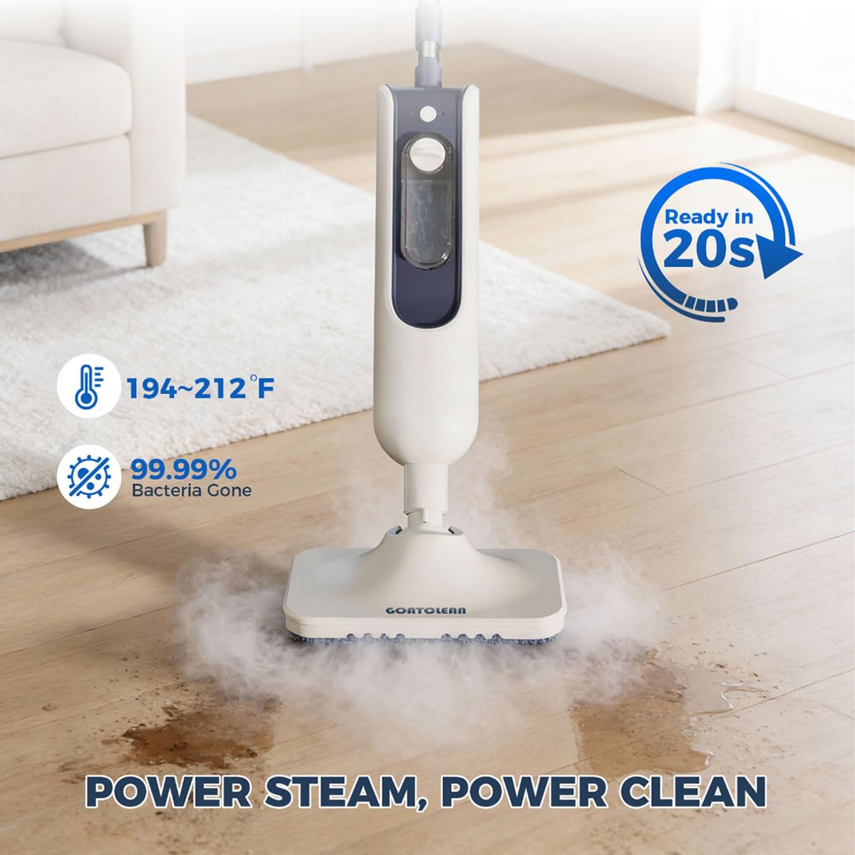 GOATCLEAN® 11-in-1 Steam Mop, 212°F Powerful Handheld Steam Cleaner for Home, Multi-Purpose Floor Steamer for Hardwood Floors, Tile, Carpet & Wall, Chemical-Free Cleaning with 22.9FT Cord
