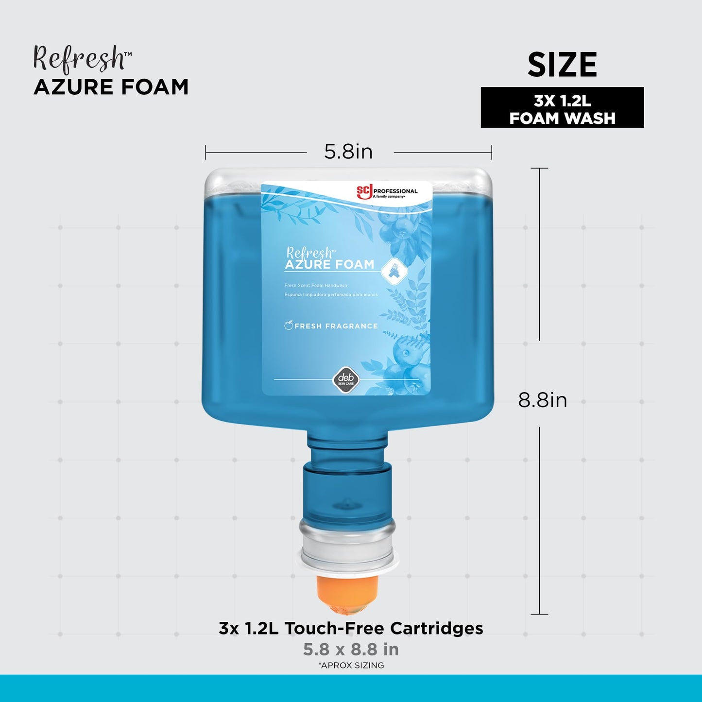 SC Johnson Professional REFRESH AZURE FOAM HAND SOAP 1.2 LITER TOUCH FREE, 3 PACK