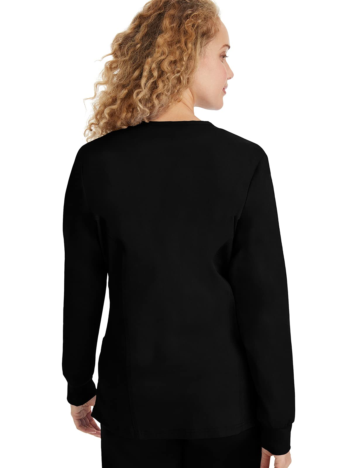 Healing Hands Women's Snap Front Scrub Jacket Daisy 2-Way Stretch Uniform 5063 Black S