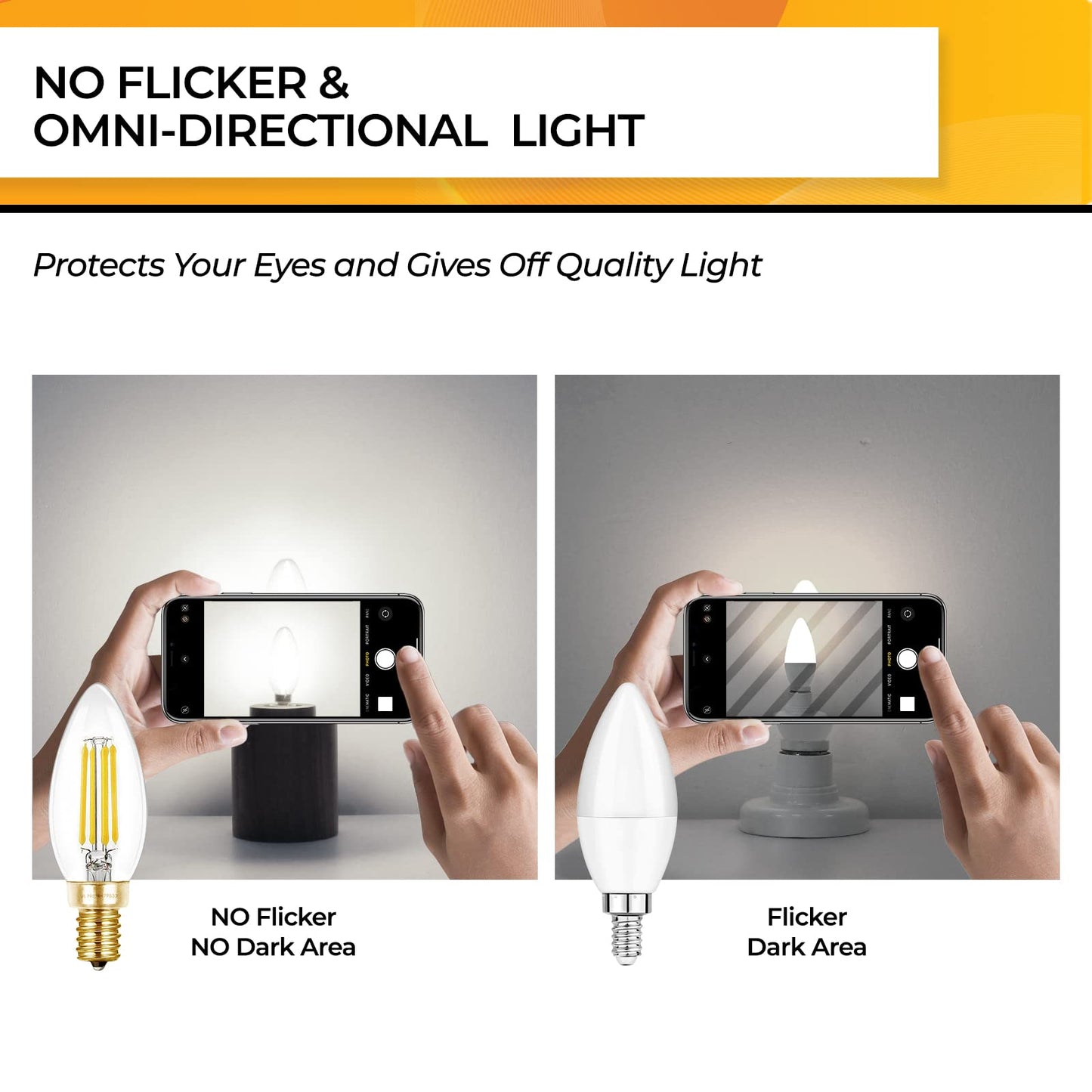 Hizashi E12 Candelabra LED Light Bulbs 40 Watt Chandelier Light Bulbs Dimmable 5000K Daylight, B10 LED Candelabra Bulbs, 90+CRI, 4W, 450LM, Candle Bulbs, UL Listed, 24 Pack