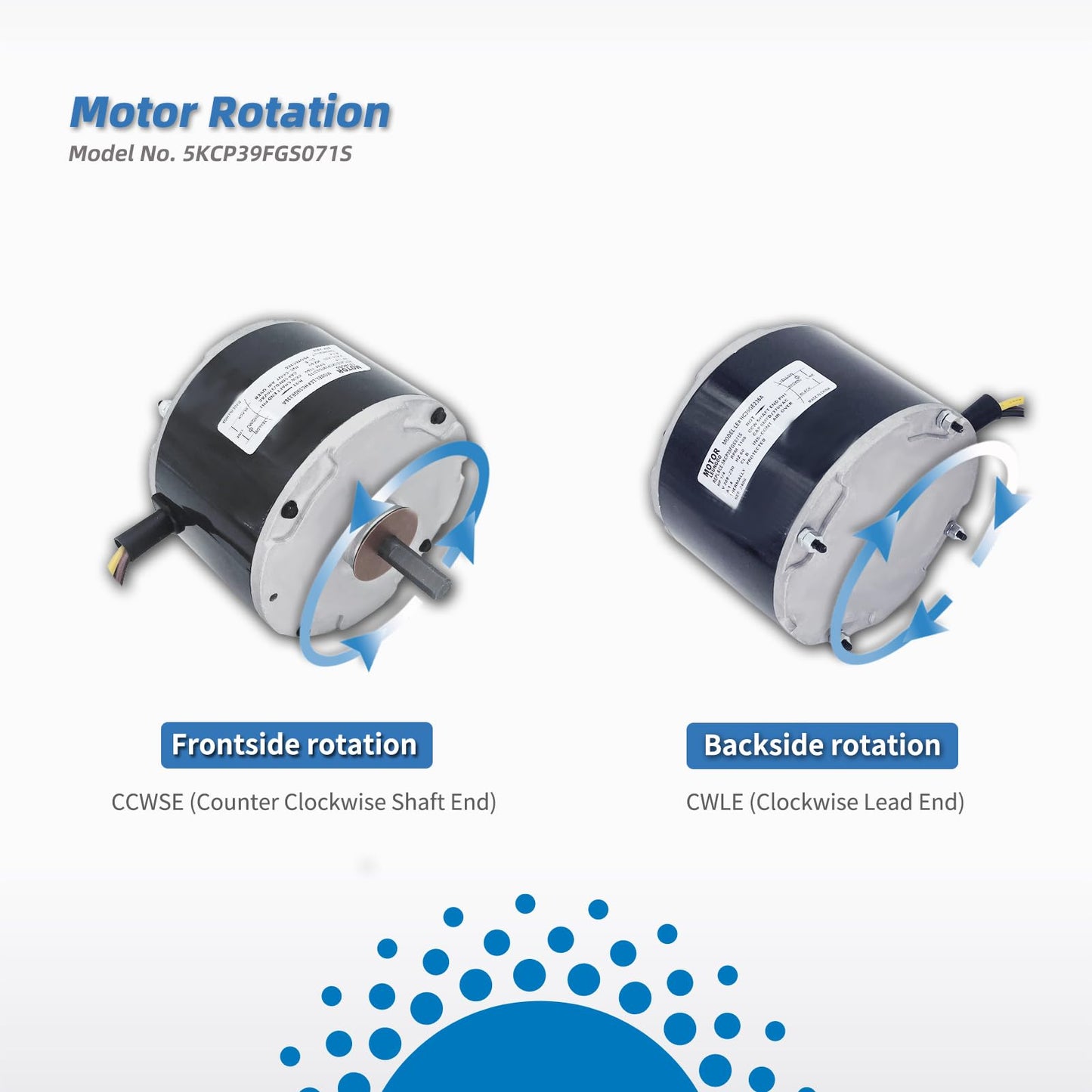 5KCP39FGS071S Fan Motor Replaces GE genteq Carrier 3905 5KCP39BGS071S 1/4HP 208-230V 1100RPM Upgraded LEUNGOO