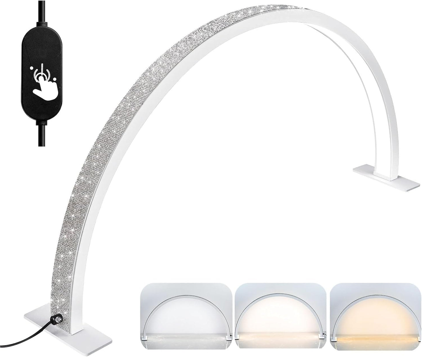 Yzzseven Large Half Moon Light for Nail Desk, 28.7" Professional 34W Led Moon Lamp Nail Tech, Nail Salon Desk Lamp 3 Mode Lighting for Manicure Technician (White)