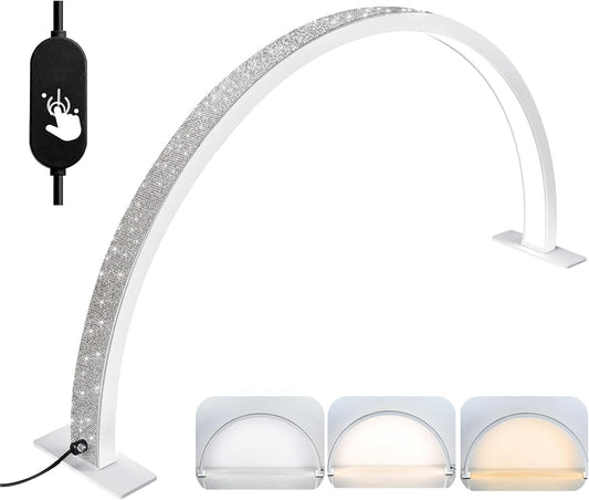 Yzzseven Large Half Moon Light for Nail Desk, 28.7" Professional 34W Led Moon Lamp Nail Tech, Nail Salon Desk Lamp 3 Mode Lighting for Manicure Technician (White)