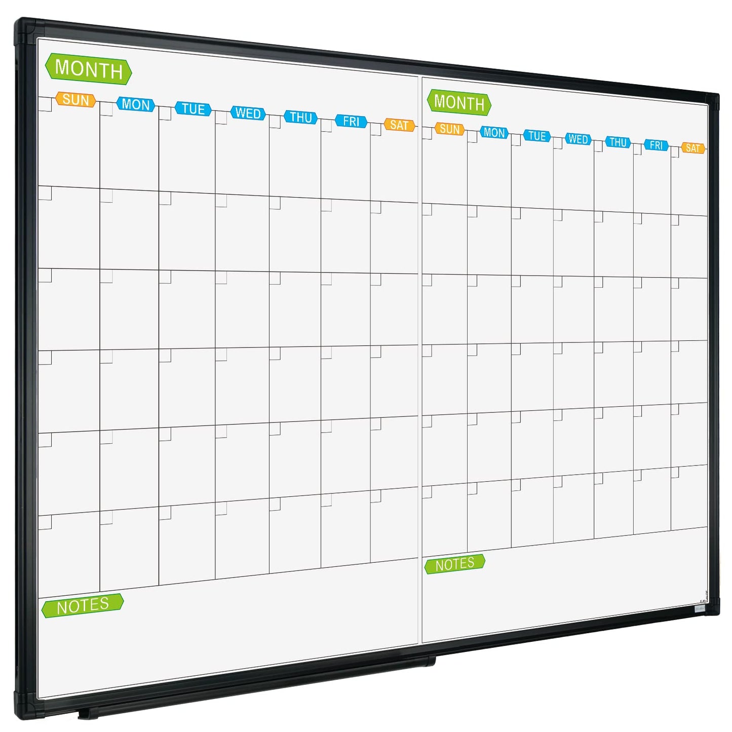 JILoffice Magnetic Dry Erase Calendar Whiteboard, 2 Month White Board Planner 36 X 24 Inch, Black Aluminum Frame Wall Mounted Board for Office Home and School