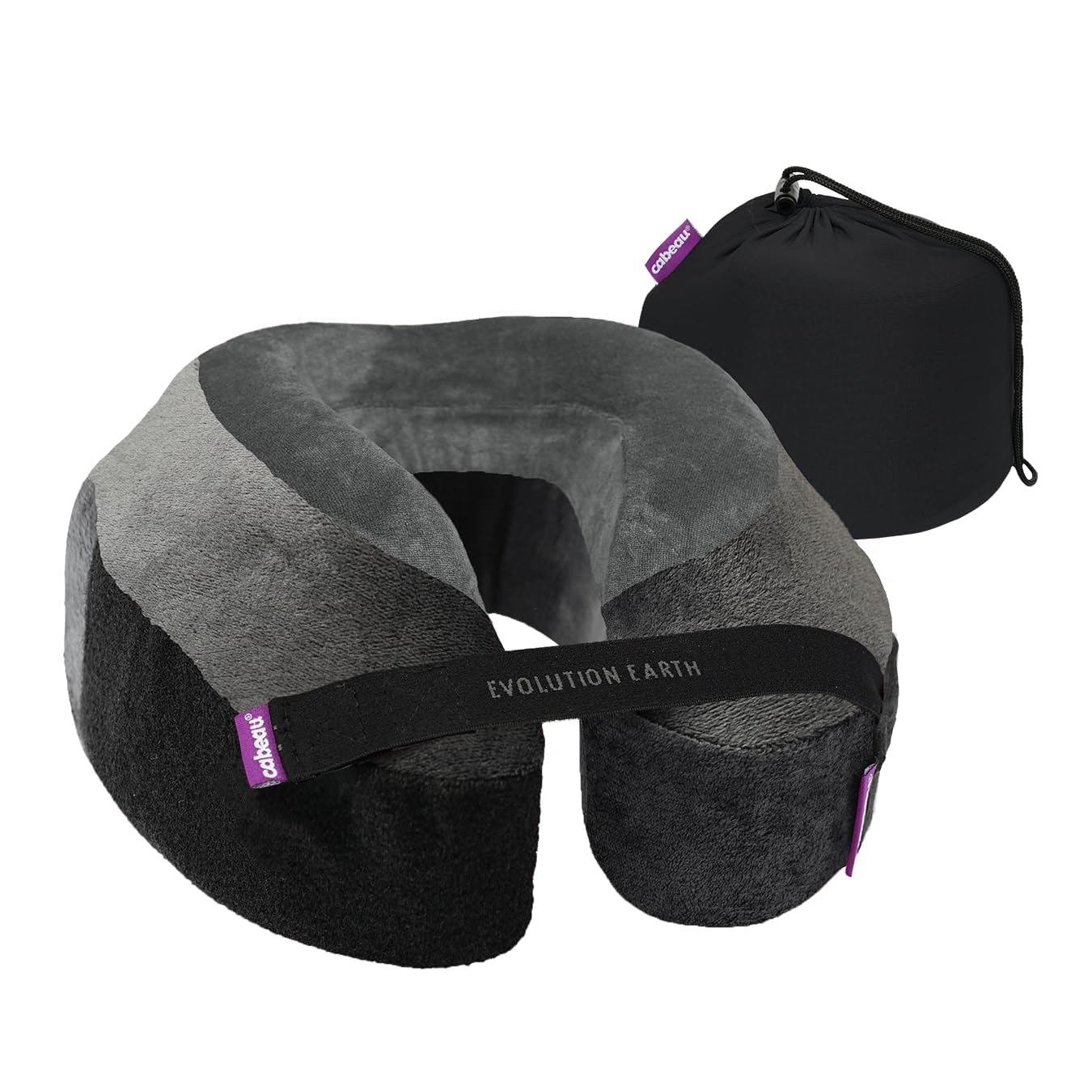 Softest Neck Pillow Ever for Travel – Evolution Earth Deluxe – 360° Head, Neck and Chin Support for Sleeping – Sustainable Memory Foam - Removable, Washable Cover with Compact Carrying Case (Wind)