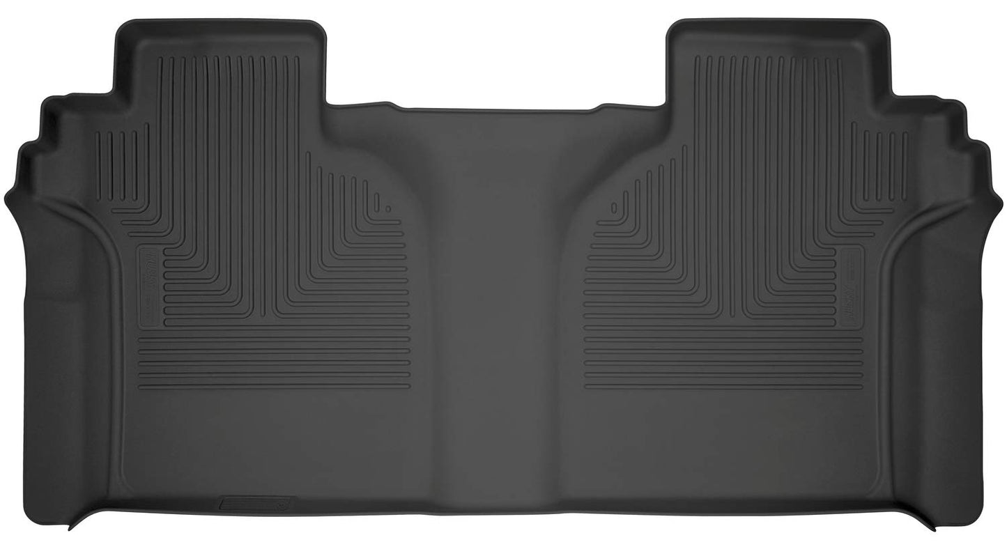 Husky Liners Weatherbeater Floor Mats | Fits 2019-2026 Chevrolet Silverado & GMC Sierra 1500 & 2020-2026 Silverado/Sierra 2500, 3500 Crew CAB w/Factory Under Seat STG | 2nd Row, 1-pc Black - 14201