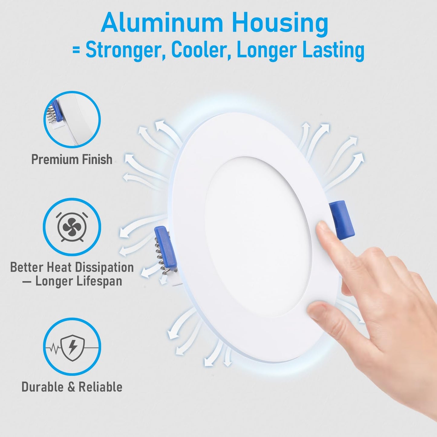 TORCHSTAR Basic Series 12-Pack 5CCT 4 Inch Ultra-Thin LED Recessed Lighting with J Box, CRI90, Aluminum, 2700K3000K3500K4000K5000K, 5%-100% Dimmable Slim Recessed Downlight, 9W 810LM, ETL & ES