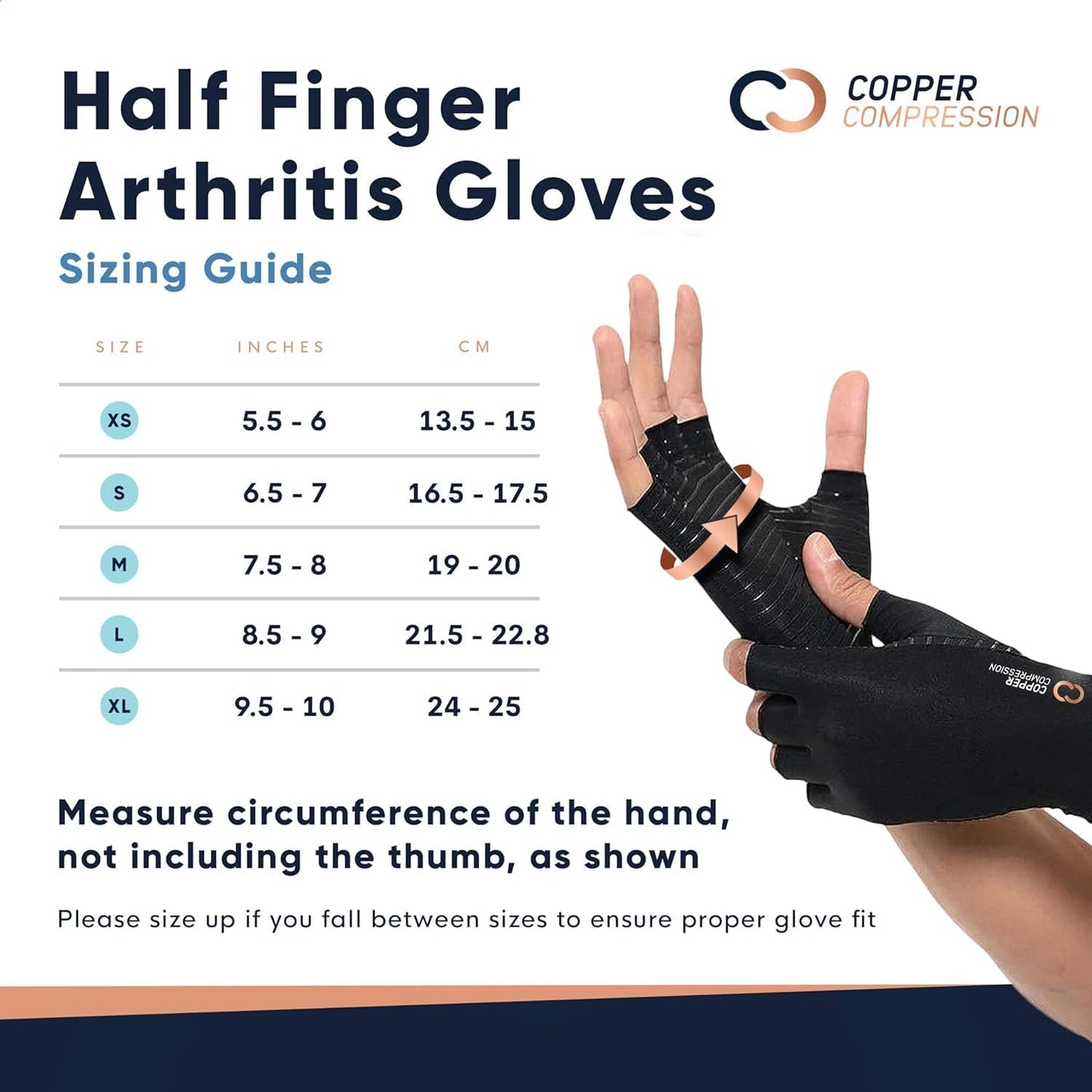 Copper Compression Arthritis Gloves | Fingerless Arthritis Carpal Tunnel Pain Relief Gloves For Men & Women | Hand Support Wrist Brace For Rheumatoid, Tendonitis, Swelling, Crocheting 2 Pairs Black M